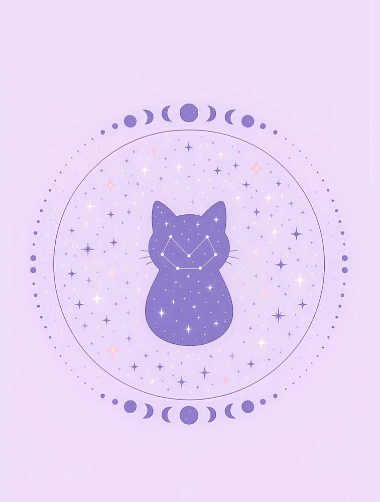 Moonlit Constellation Cat — Sherpa Fleece Blanket (Lilac)